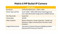 Matrix 5 MP IP Bullet Camera (SATATYA MIBR50FL28CWP) - CCTV Camera