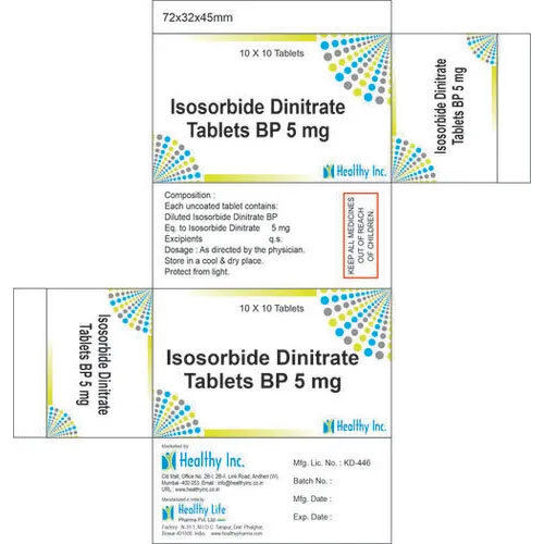 5 Mg Isosorbide Dinitrate Tablets Bp - Grade: Medical