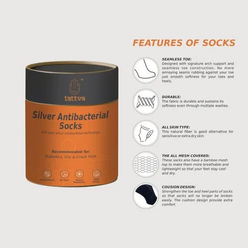 Tattva Silver Antibacterial Socks - Age Group: Adult