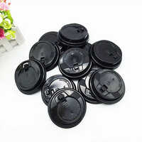 Black Plastic Lid For Paper Cup - Plastic Material, Standard Size, Black Color | Worm Embossed Treatment, Ideal For Hot Beverage Service