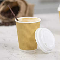 Customized Rippled Paper Cup With Lid - Color: Brown
