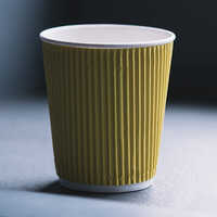 Yellow Disposable Coffee Cup - Paper Material , Plain Pattern Design, Good Quality, Ideal For Takeaway And Catering Events