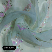 White Mesh Heavy Beaded Fabric For Lehenga, Gown, And More