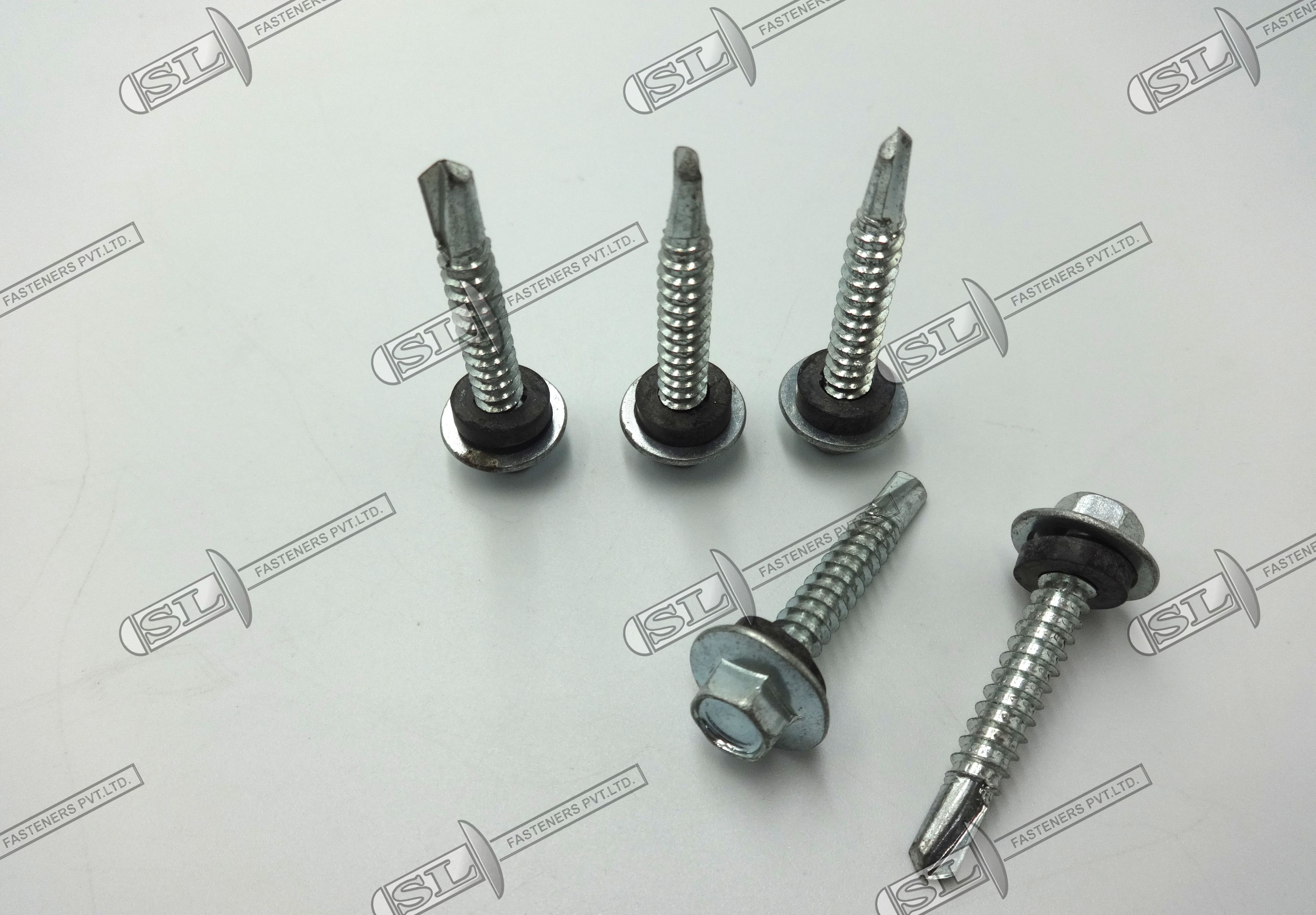 Hex Flange Head Self Drilling Screw - Stainless Steel, Standard Size, Silver Color | Ideal For Metal-to-metal Industrial Applications