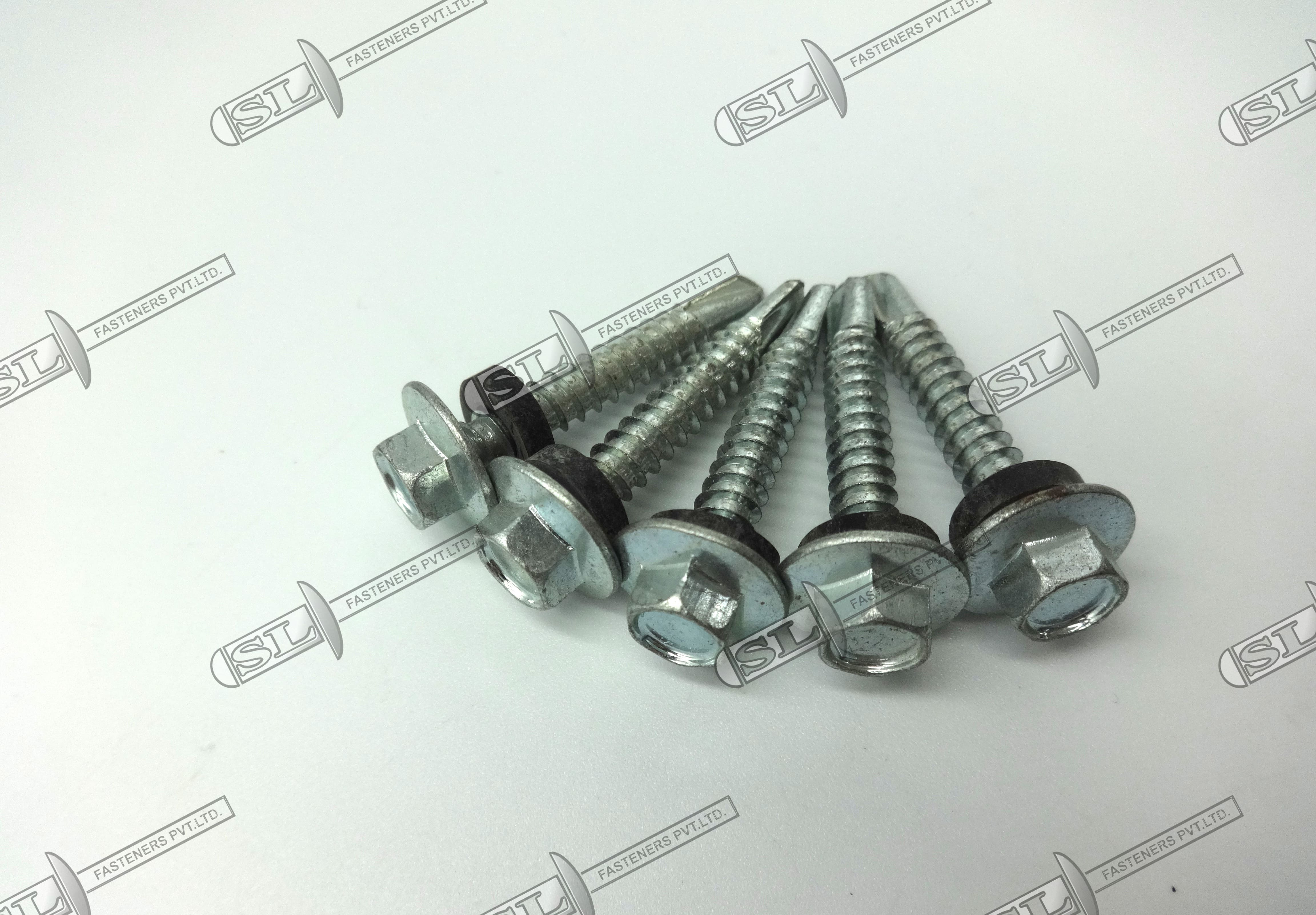 Hex Flange Head Self Drilling Screw - Stainless Steel, Standard Size, Silver Color | Ideal For Metal-to-metal Industrial Applications