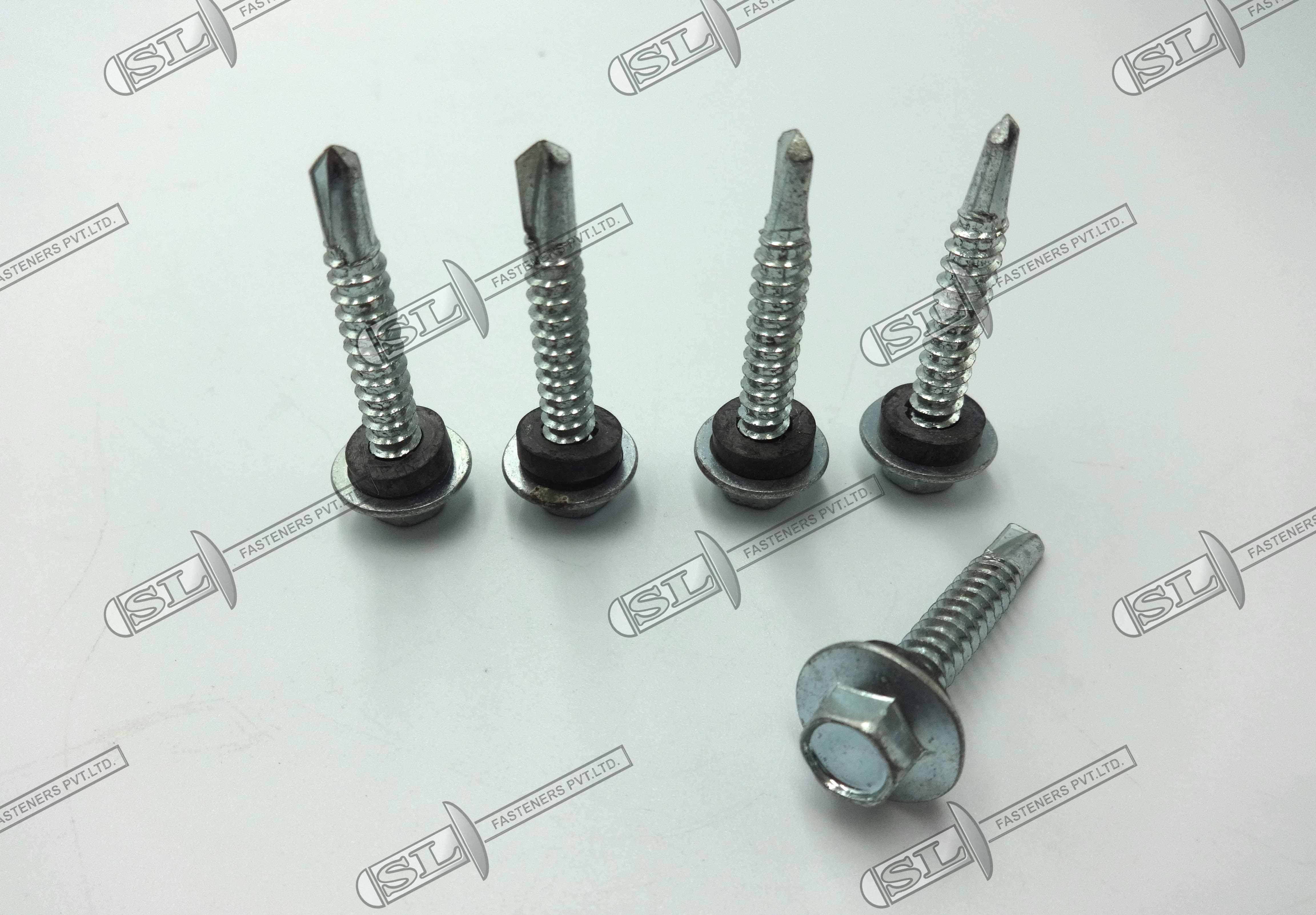 Hex Flange Head Self Drilling Screw - Stainless Steel, Standard Size, Silver Color | Ideal For Metal-to-metal Industrial Applications