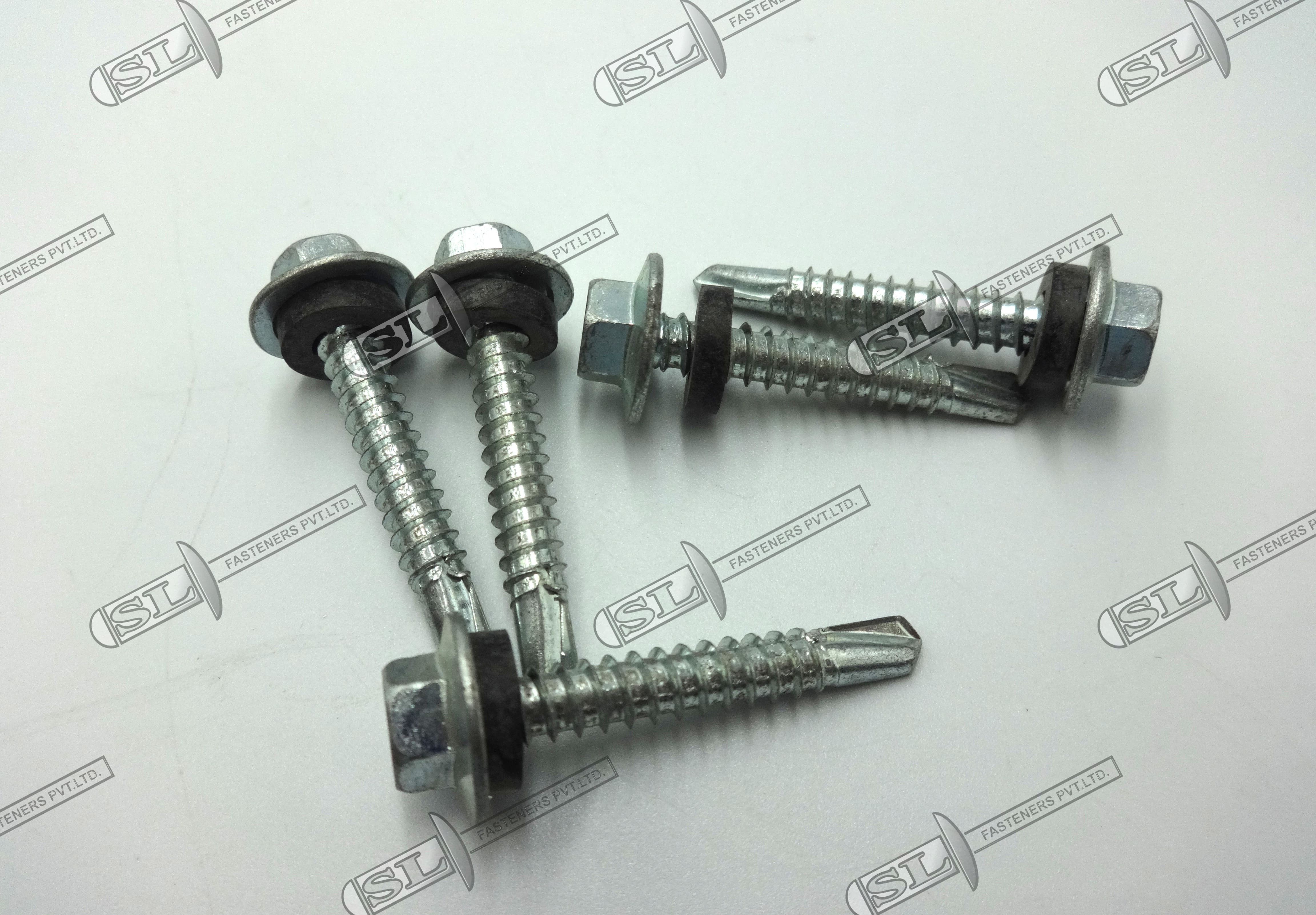 Hex Flange Head Self Drilling Screw - Stainless Steel, Standard Size, Silver Color | Ideal For Metal-to-metal Industrial Applications