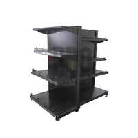 Double Sided Supermarket Gondola Shelving Rack - Color: Black