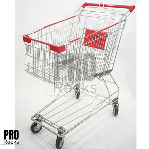 100 Ltr Asian Style Stainless Steel Shopping Trolley - Color: Red