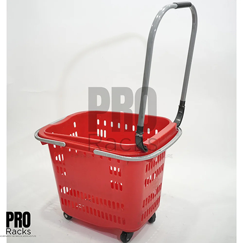 4 Wheels Rolling Plastic Trolley Basket