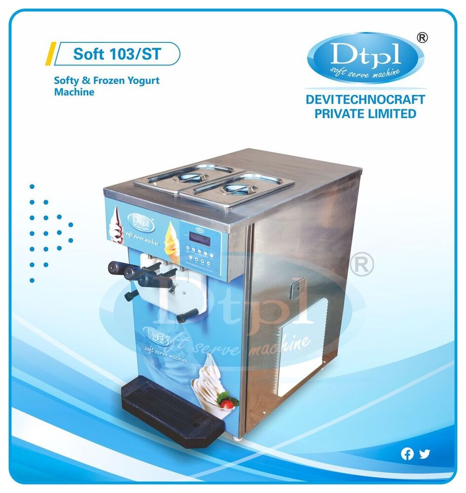 Soft-103-St Double Flavour Frozen Yogurt Machine - Capacity: 10-20 Litres Per Hour Ltr/Hr