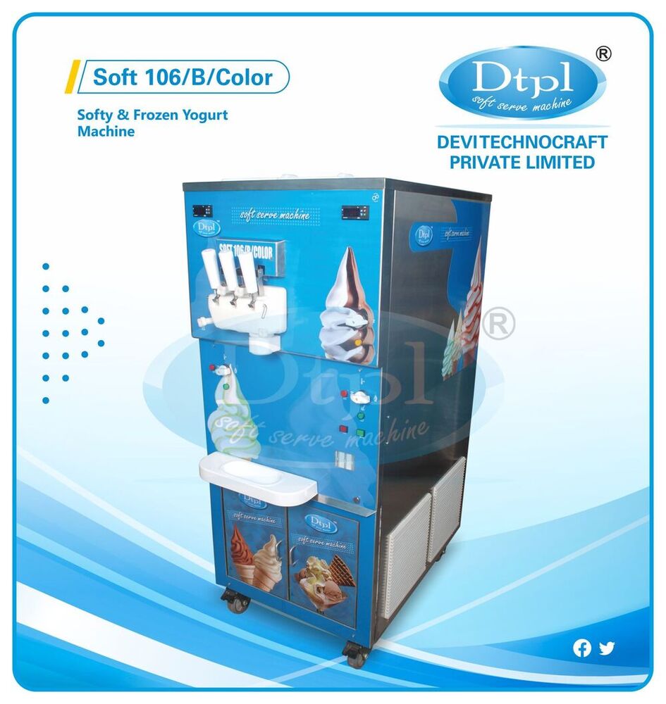 Soft-106-B-Color Ripple Softy Ice Cream Machine - Cooling Capacity: 800 Cones / Hr.