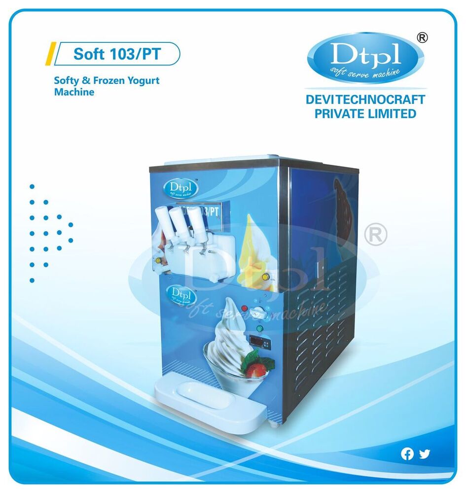 Soft-103-Pt Double Flavour Softy Ice Cream Machine - Cooling Capacity: 300 Cones / Hr.