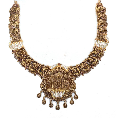 Antique Floral Kamalam Gold Necklace - Gender: Women'S