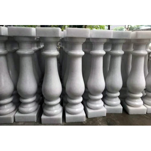 White Carved Marble Pillar