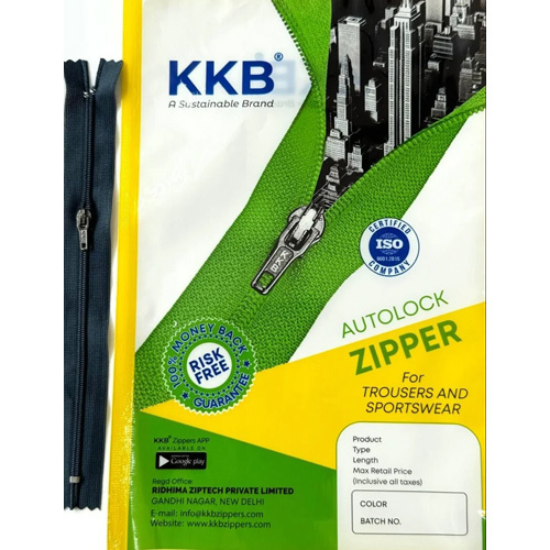 No 3 KKB Cinc Zipper - 4 Inch to 6 Inch Size, Coated Finish, Reversible Design, Available in Various Colors for Garment Use