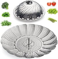 Mitsico Steel Steamer 10 Inch - Stainless Steel, Silver | Unique Expandable Design, Collapsible, No Assembly, Easy To Clean, Multiple Uses