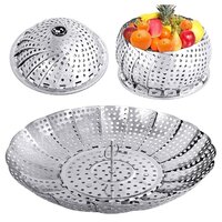 Mitsico steel steamer 10 inch Stainless Kitchen Folding Steamer Vegetable Kitchen Fruit Food Basket