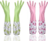 Mitsico Reusable PVC Hand Gloves Flock Lined Long Elbow Hand Gloves Safety Kitchen for Dishwashing