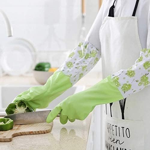 Reusable Pvc Hand Gloves - Thickening Rubber With Extra Long Cuff | Waterproof, Multicolor, Soft Lining, Gripping Nubs For Effortless Cleaning Tasks