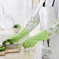 Mitsico Reusable PVC Hand Gloves Flock Lined Long Elbow Hand Gloves Safety Kitchen for Dishwashing