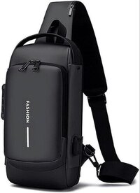 Mitsico USB Shoulder Bag Anti-Theft Chest Bag - Durable Water Resistant Nylon, Adjustable Straps, Multiple Pockets, Vintage Retro Design, Black