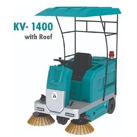 Ride On Sweeper Battery Operated, 90 Ltrs Spray Tank, 120 Ltrs Dust/ Debris Hopper Capacity Model Kruger Kv 1400 With Roof - Material: Metal