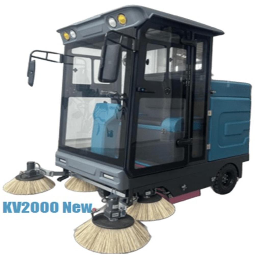 Ride on sweeper Battery operated, 150 Itrs spray tank, 200 Itrs debris hopper Model Kruger KV 2000 Road Sweeper