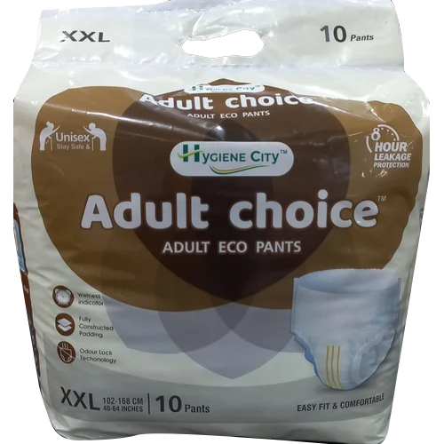 10 Pants Pull Up Adult Diapers - Cotton Material, High Absorbency, White Color | Super Soft Top Surface, Leak Guard Protection, Unisex Design