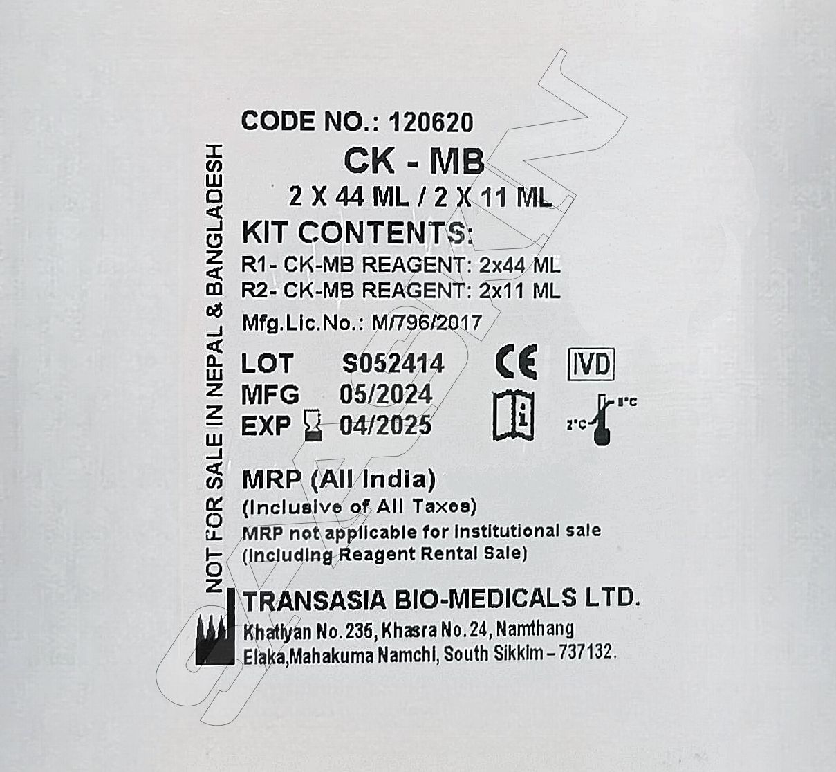 Erba Mannheim System Pack CK-MB Kit