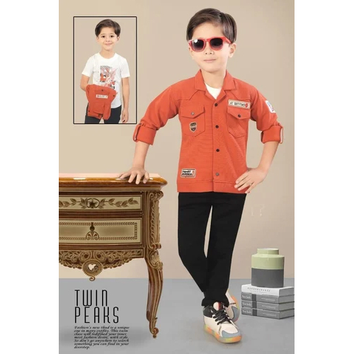 Boys Full Sleeves Chord Jacket Clothes Set - Age Group: 1-3 Years