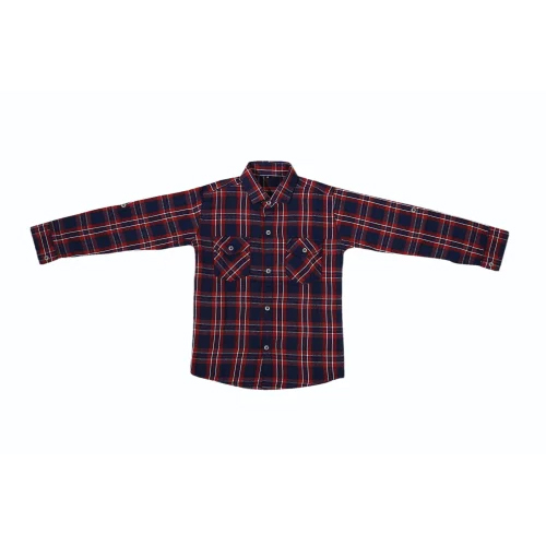 Kids Casual Check Shirt - Cotton Material, Full Sleeves, Red Color | Ages 5-8 Years, Customized Logo, Classic Style, Washable