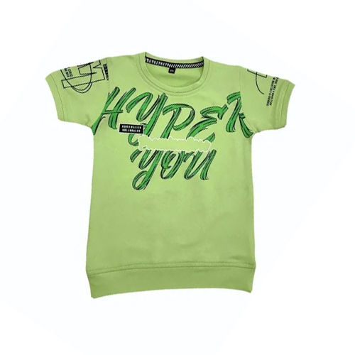 Green Cotton Lycra Kids Printed T Shirt - Age Group: 11-13 Years