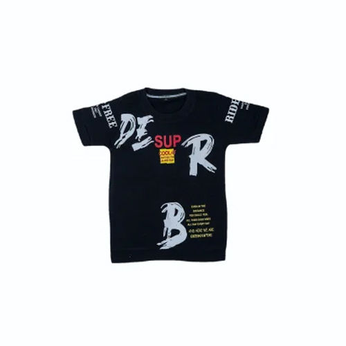 Black Cotton Lycra Casual Wear Kids T Shirt - Age Group: 9-11 Years