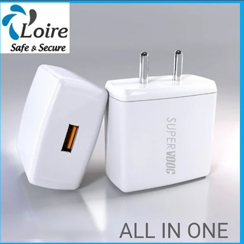 33W USB Adapter - Polycarbonate Body, White Color , Durable Bar Design with 1-Year Warranty for Efficient Android Device Charging