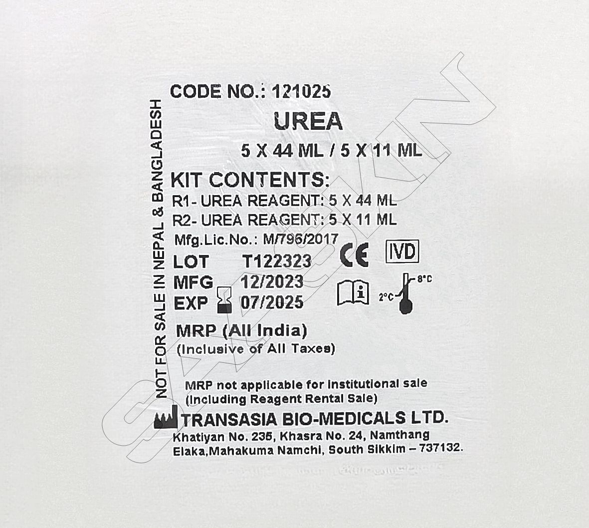 Erba Mannheim System Pack Urea Kit