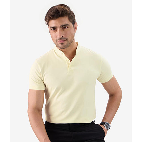 Cream Mandarin Polo T-Shirt - Age Group: Adult