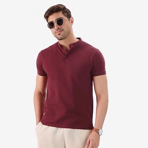 Wine Mandarin Polo T-Shirt