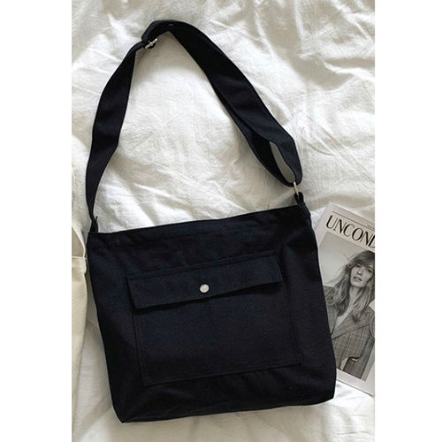 Black Canvas Crossbody Tote Bag