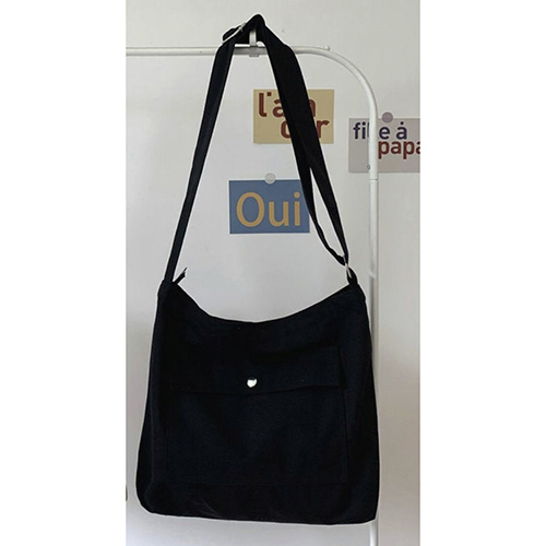 Black Canvas Crossbody Tote Bag