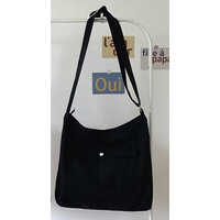 Black Canvas Crossbody Tote Bag