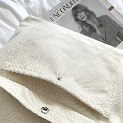 White Canvas Crossbody Tote Bag - Design: Plain