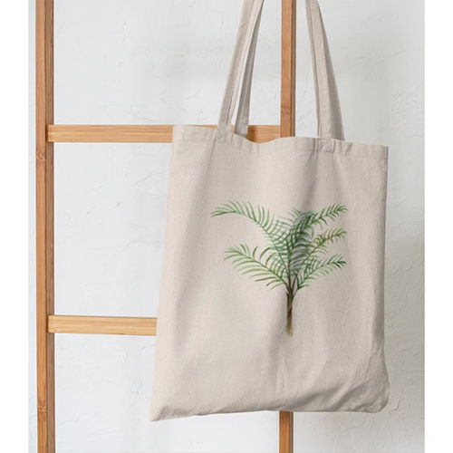 Printed Custom Canvas Hand Tote Bag - Color: White