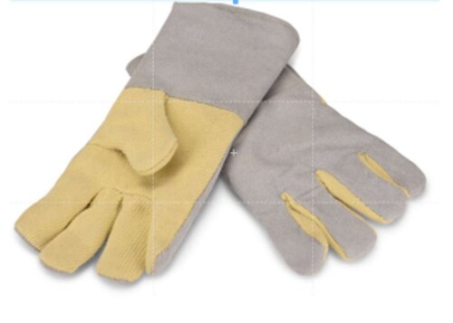 Kevlar Leather Hand Gloves - Thick Kevlar Material, Various Sizes, Gray and Yellow Colors | Safety Cuff, Heat Resistance, Durable Protection