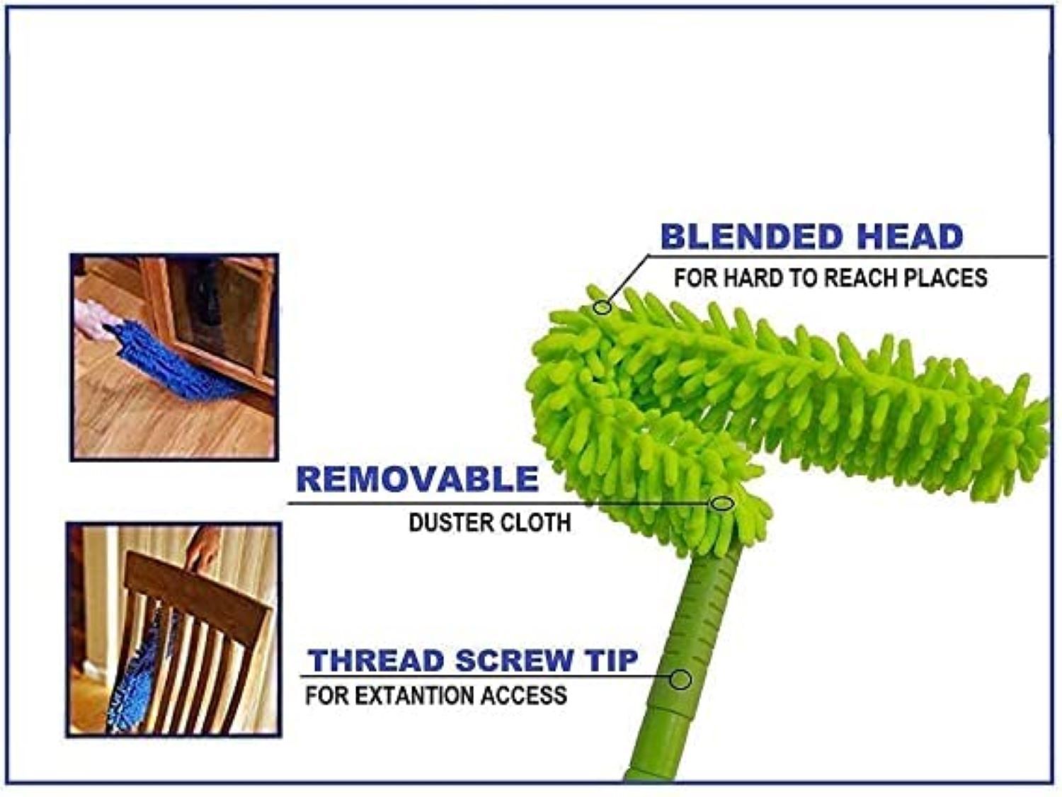Microfiber Fan Cleaner Mop - 30 Inches Extendable Handle Flexible Bendable Head | Washable Durable Microfiber For Deep Cleaning Of Hard-to-reach Areas