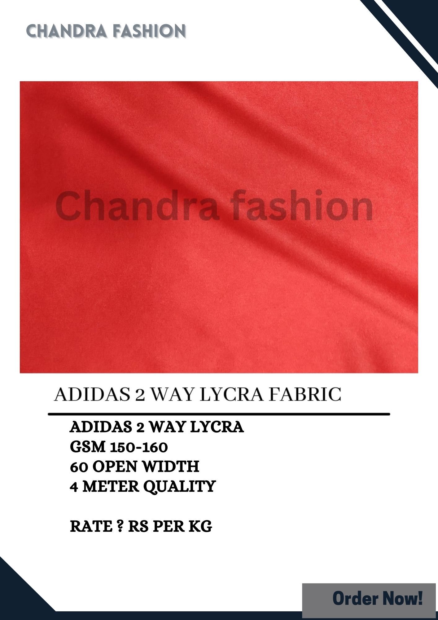 Adidas 2 Way Lycra Fabric - Lycra Blend 60 Inch Width | Lightweight Washable High-strength Versatile For Apparel & Sportswear