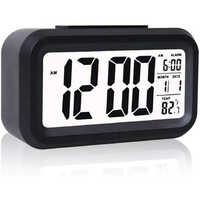 Digital Display Clock - Abs, 5x2 Inch, Black | Features Easy-to-read Electronic Display, Alarm, Calendar, And Bluetooth Connectivity For Smart Home Integration