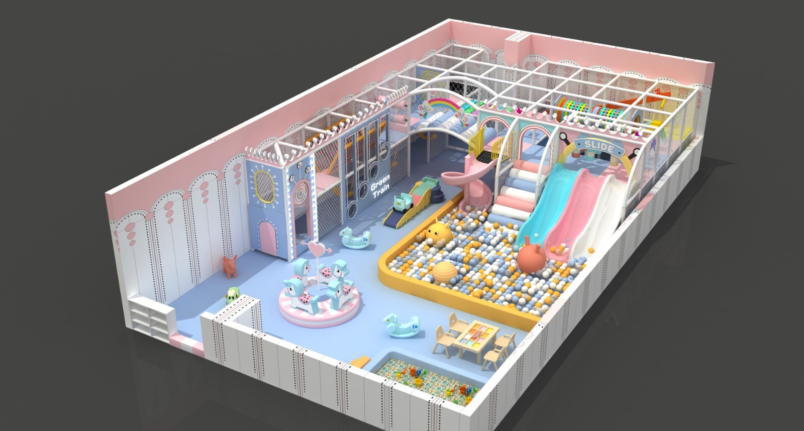 Soft Play Ball Pool Trampoline Slides Kids Play Area
