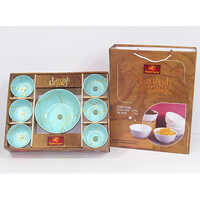 Lavish Legacy Exclusive 7 Pcs Pudding Set - Melamine, Round Shape, Light Sky Blue Color | Modern Design, Printed Finish, High Quality