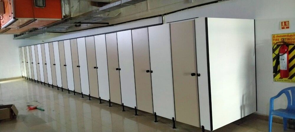 Hpl Compact Grade Laminate Toilet Partition System Rest Room Solution - Life Span: 10